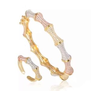 Three-Tone Bracelet and Ring Set